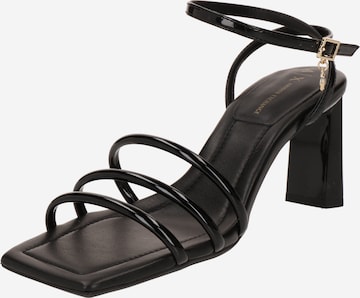 ARMANI EXCHANGE - Sandalias con hebilla en negro: frente