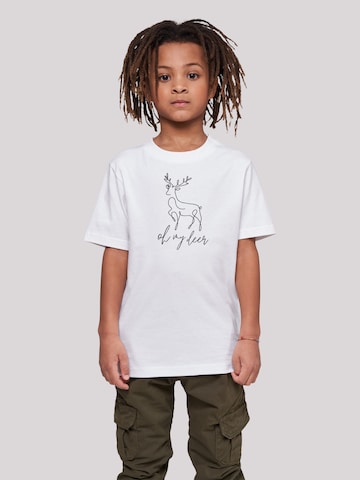 T-Shirt 'Winter Christmas Deer' F4NT4STIC en blanc : devant