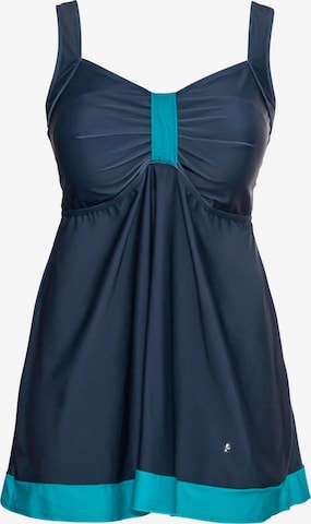 SHEEGO Bralette Swimsuit Dress in Blue: front