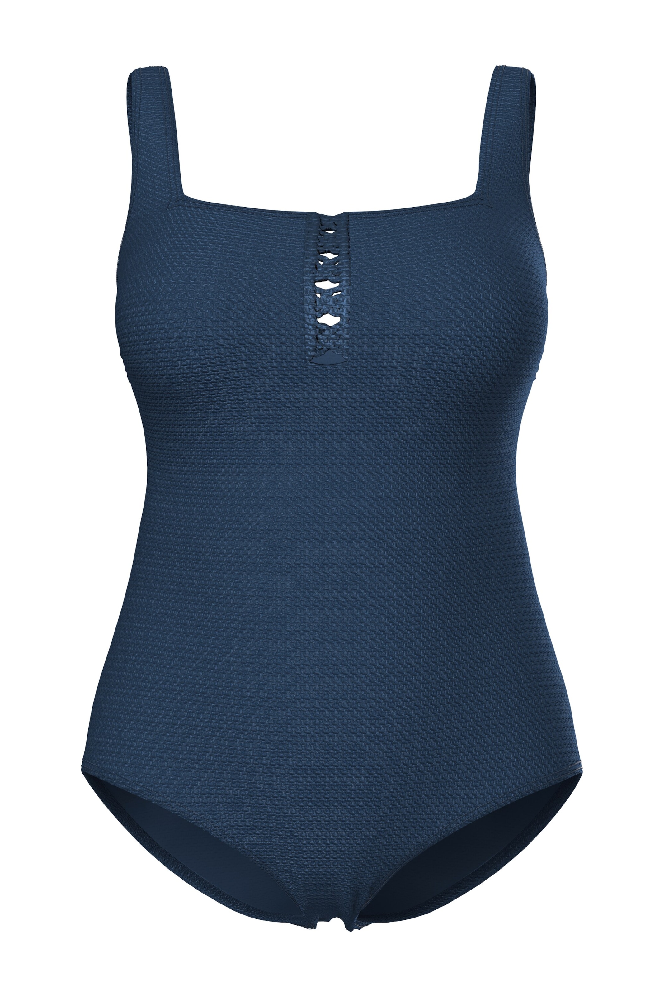 Ulla Popken Bandeau Swimsuit in Blue: front