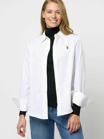 T-shirt ' USPA ' U.S. POLO ASSN. en blanc : devant