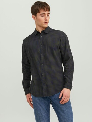 JACK & JONES Слим Рубашка 'Gingham' в Синий: спереди