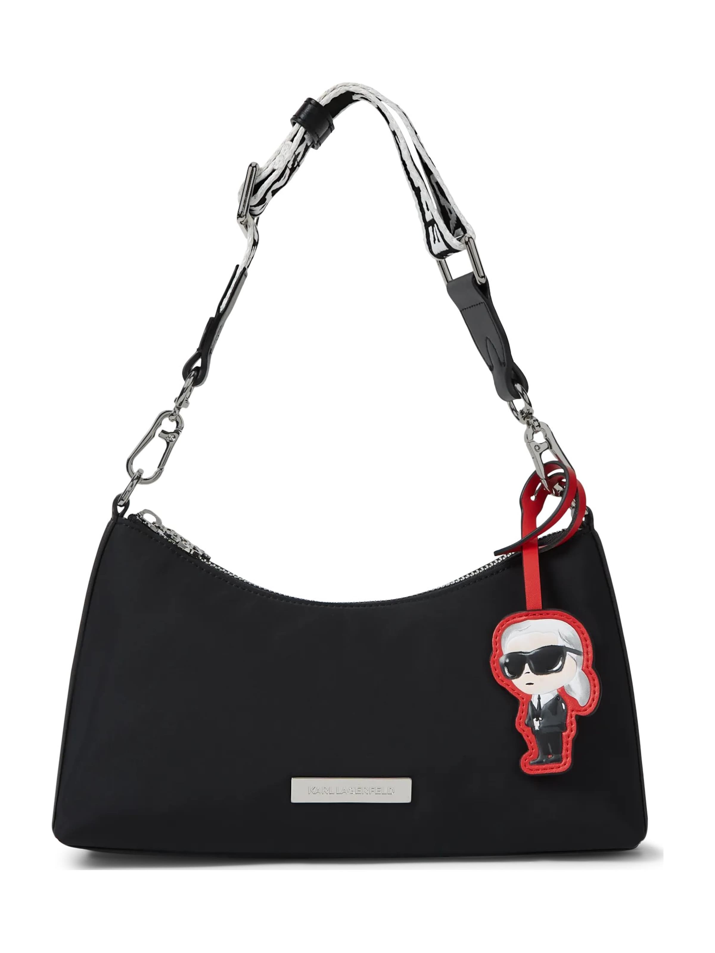 Karl Lagerfeld Schultertasche 'Ikon' in Schwarz: Vorderseite
