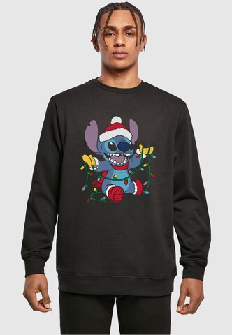 Sweat-shirt 'Lilo And Stitch - Christmas Lights' ABSOLUTE CULT en noir : devant