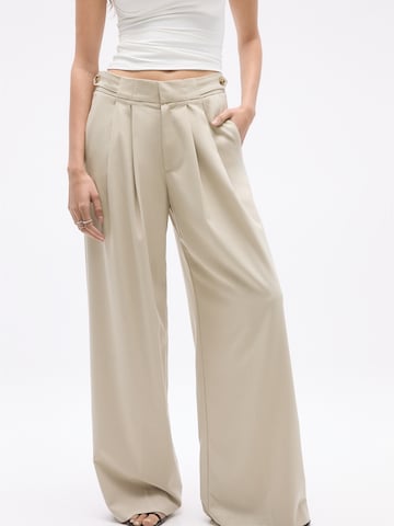 Pull&Bear Wide Leg Hose in Grau