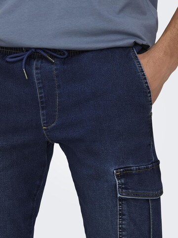 Coupe slim Jeans cargo 'WEFT' Only & Sons en bleu