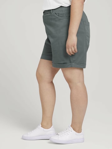 Tom Tailor Women + Loosefit Kalhoty – zelená