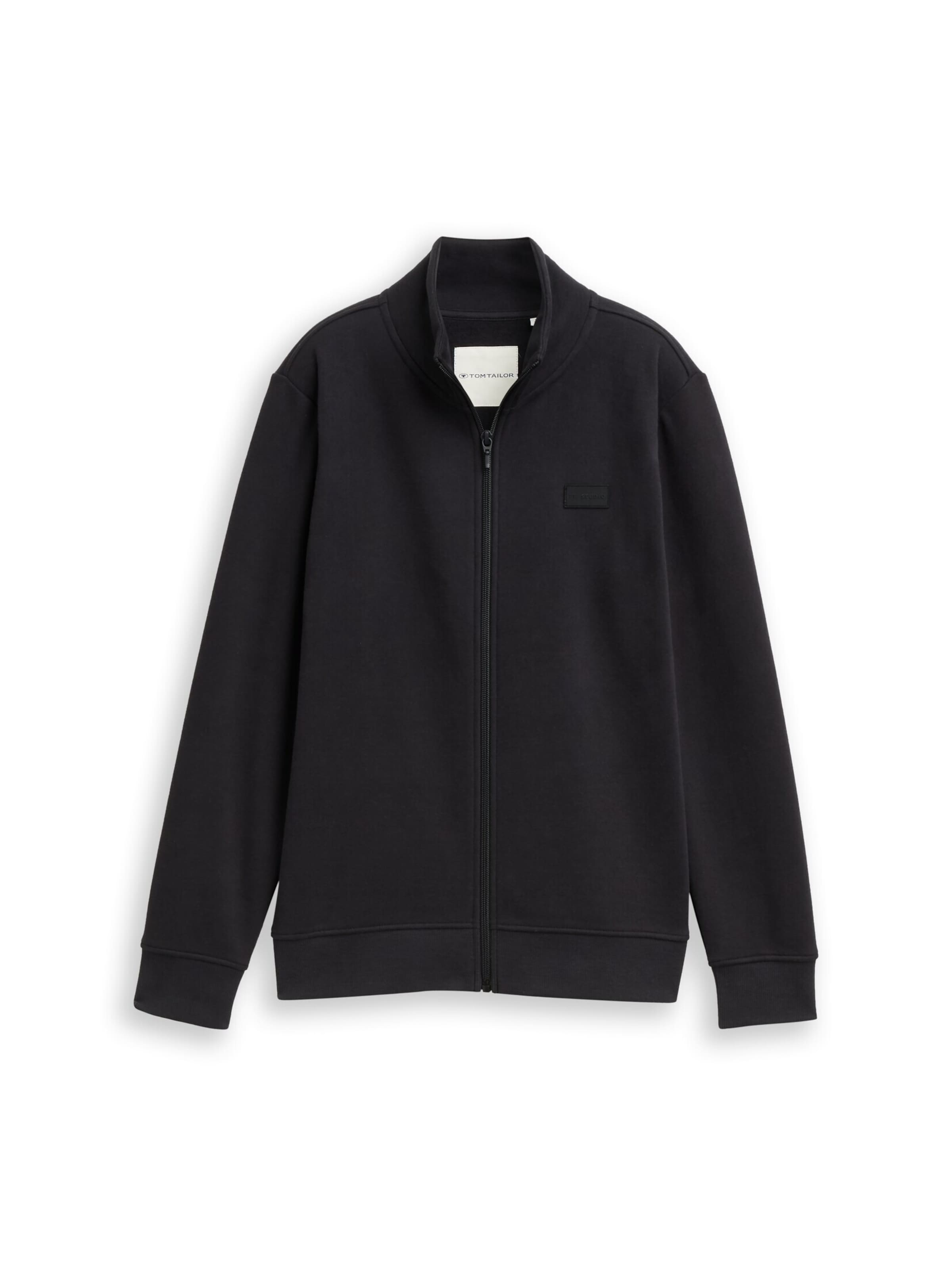 TOM TAILOR Sweat jacket in Black: front