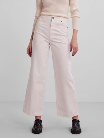 PIECES Wide leg Jeans 'Elli' in Wit: voorkant