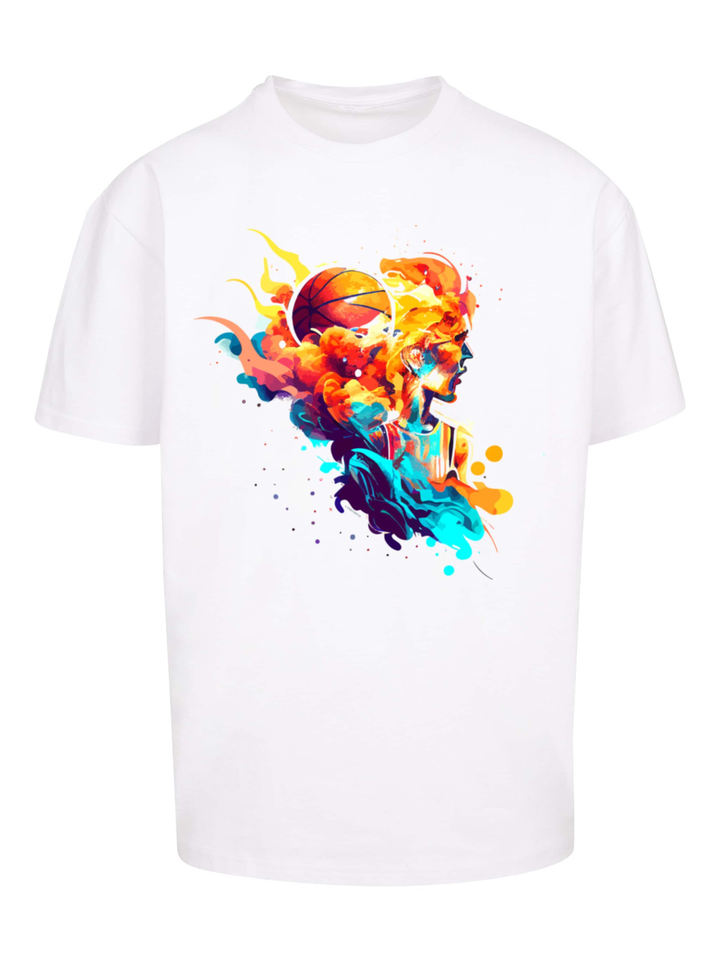 F4NT4STIC Shirt 'Basketball Sports Collection - Abstract player' in Weiß: Vorderseite