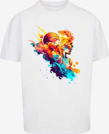 F4NT4STIC Shirt 'Basketball Sports Collection - Abstract player' in Wit: voorkant