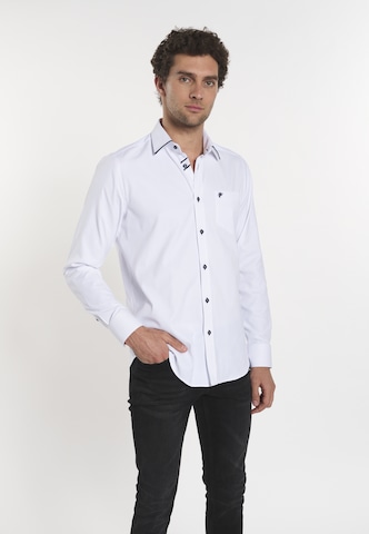 Coupe regular Chemise 'Roman' DENIM CULTURE en blanc