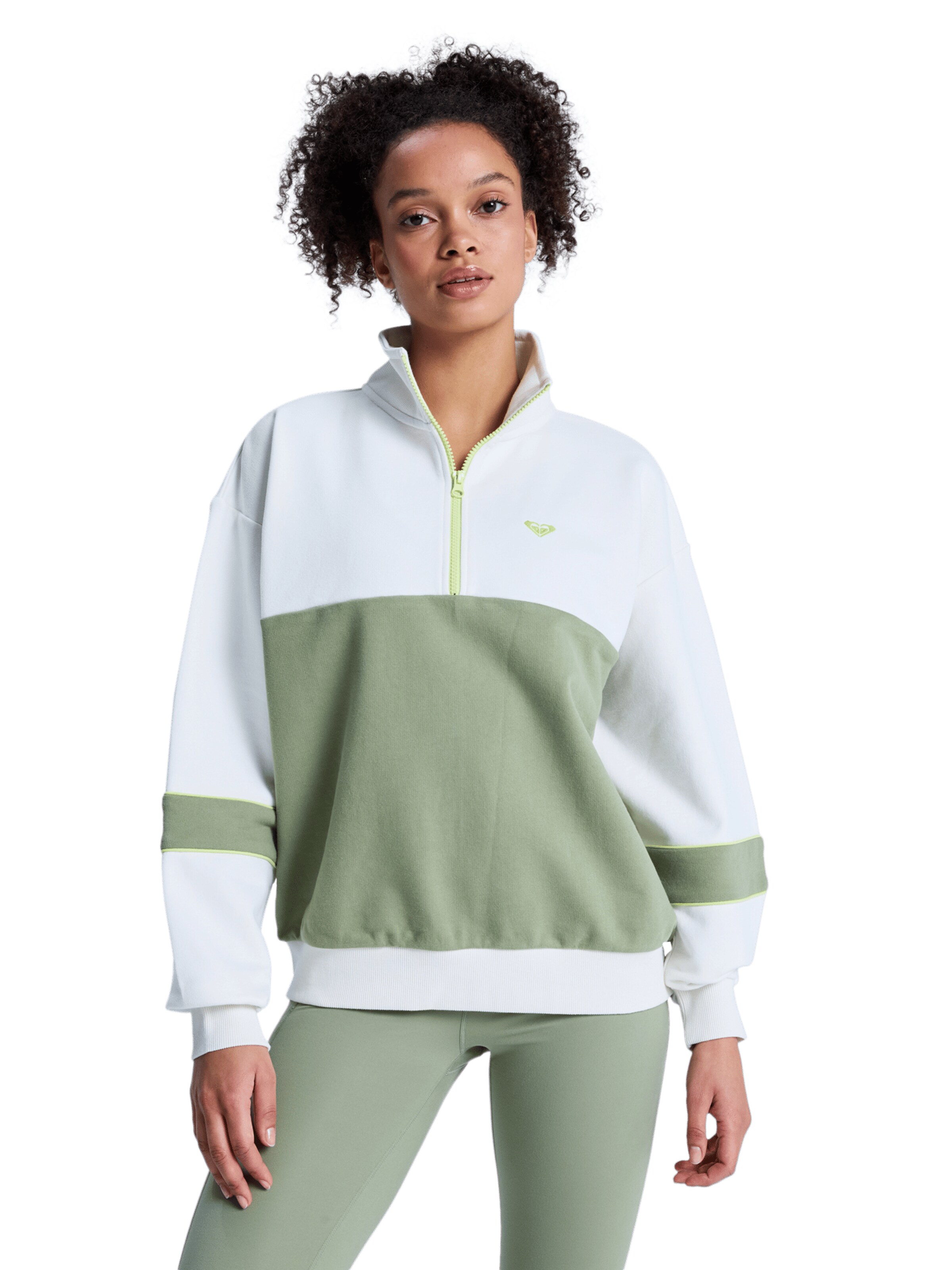 ROXY Athletic Fleece Jacket 'Ess Energy New' in Green: front