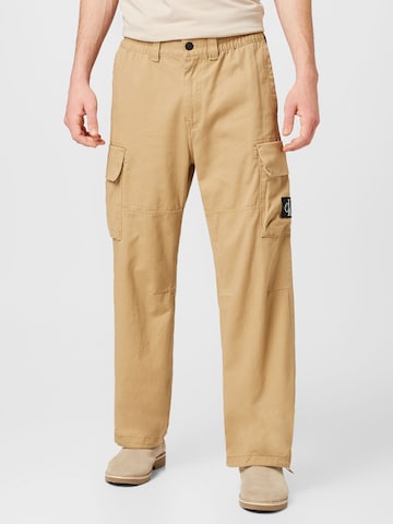 Loosefit Pantalon cargo Calvin Klein Jeans en beige : devant