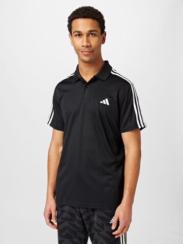 ADIDAS PERFORMANCE Performance Shirt 'Train Essentials Piqué 3-Stripes' in Black: front