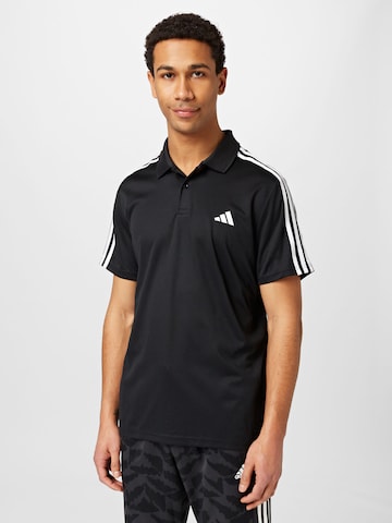 ADIDAS PERFORMANCE Functioneel shirt 'Train Essentials Piqué 3-Stripes' in Zwart: voorkant