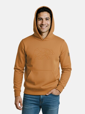 FORSBERG Sweatshirt 'Hoodie mit gesticktem Polygonbär' in Brown