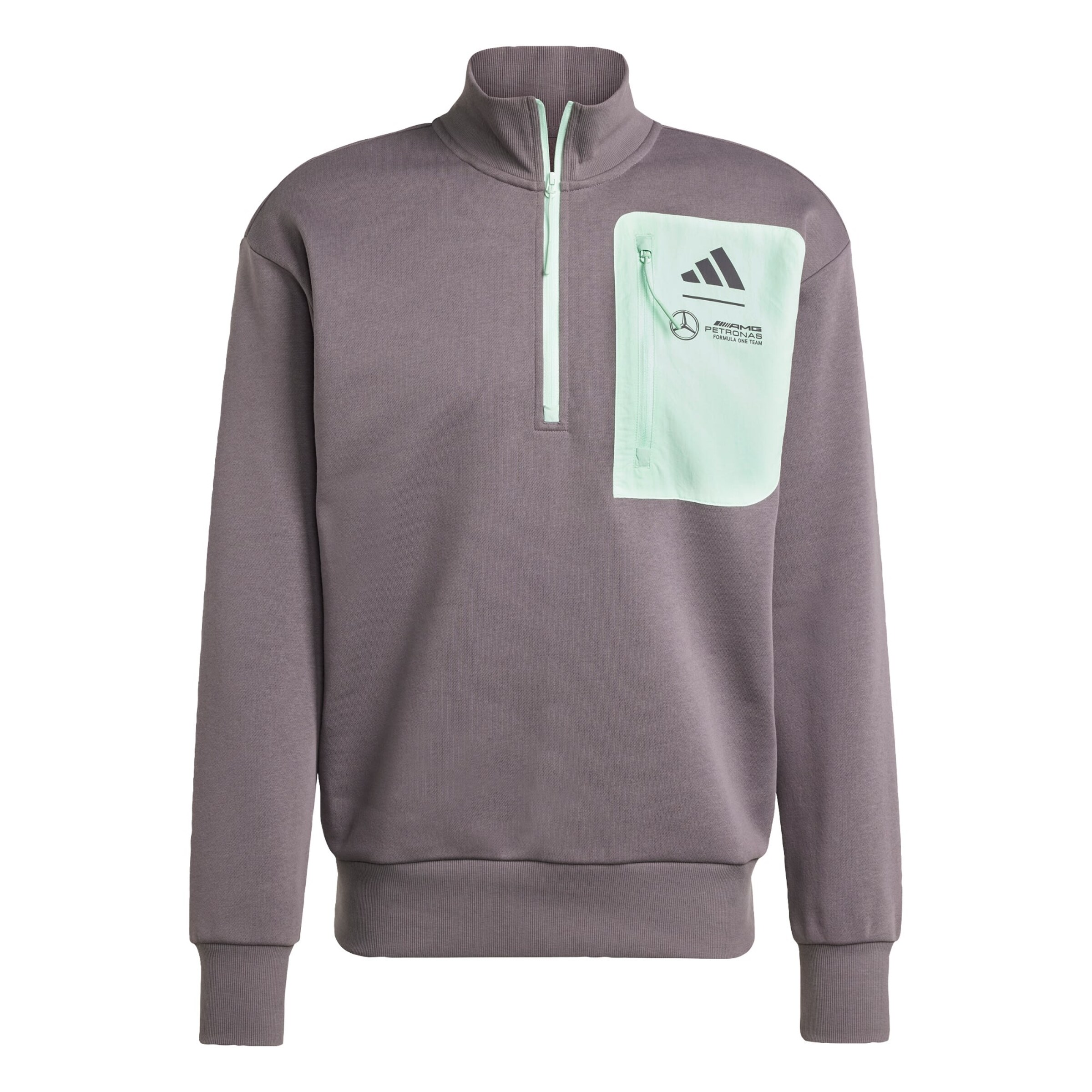 Felpa sportiva 'Mercedes - AMG Petronas Formula One Team Premium Woven Fleece' di ADIDAS PERFORMANCE in grigio: frontale