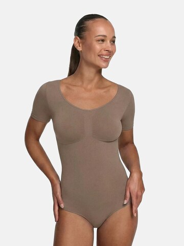 cfab Shaping bodysuit 'T-Shirt Bodysuit Sculpting Shapewear mit String' in Brown: front