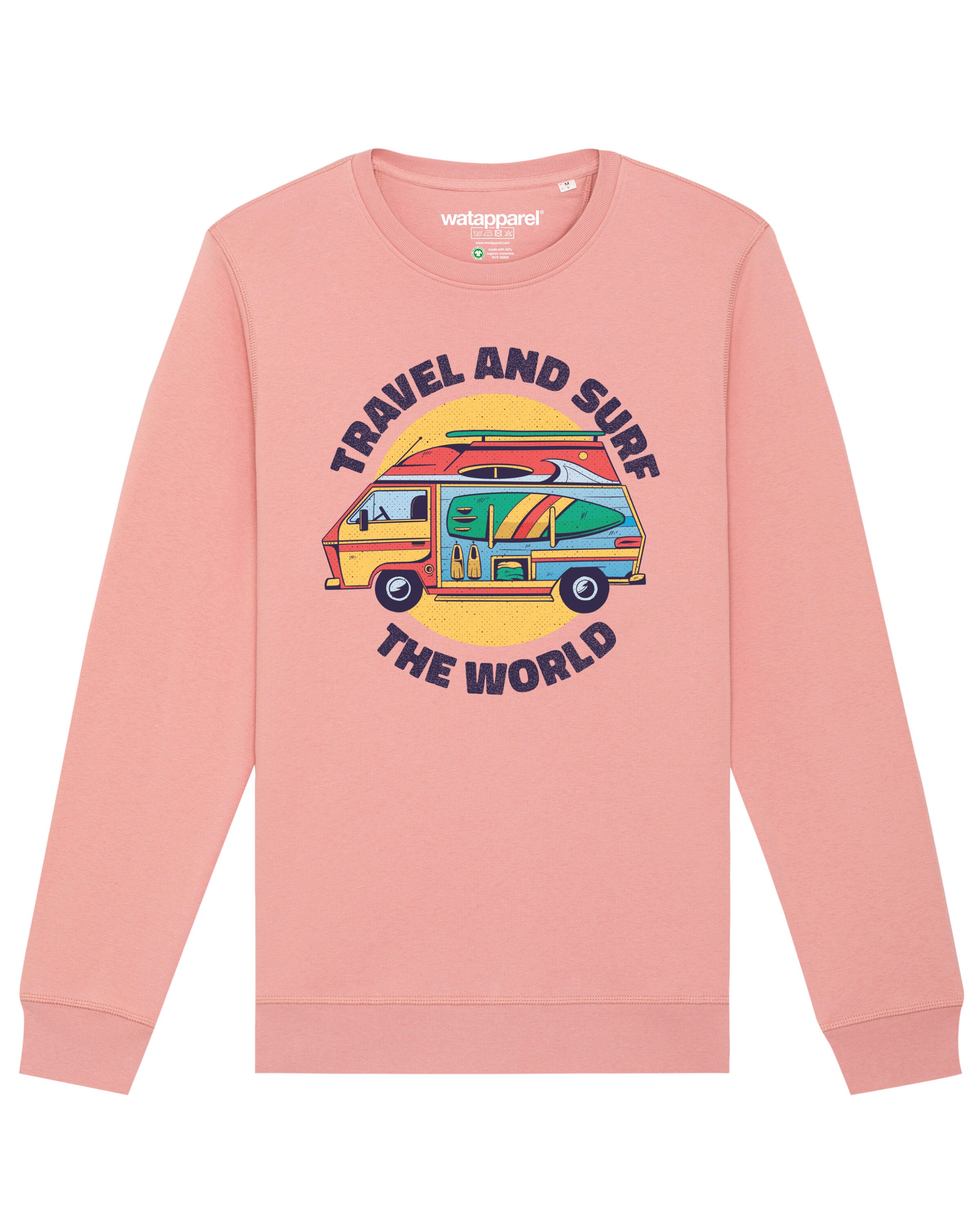 Watapparel Sweatshirt 'Travel and surf' in Pink: Vorderseite