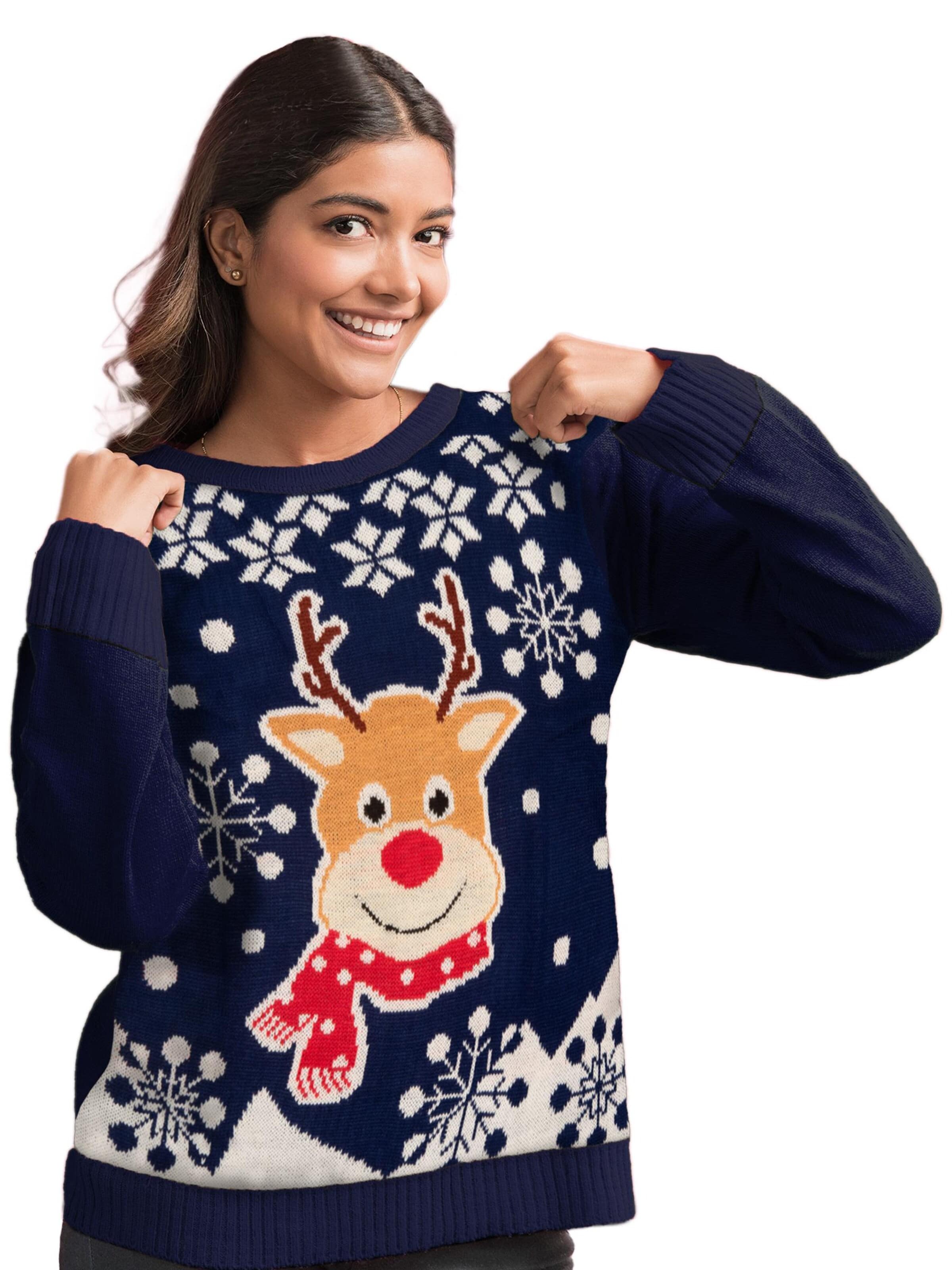 United Labels Sweater 'Weihnachtspullover Rentier' in Blue: front