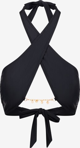 Moda Minx High neck Bikini Top 'Clarissa Coin' in Black: front