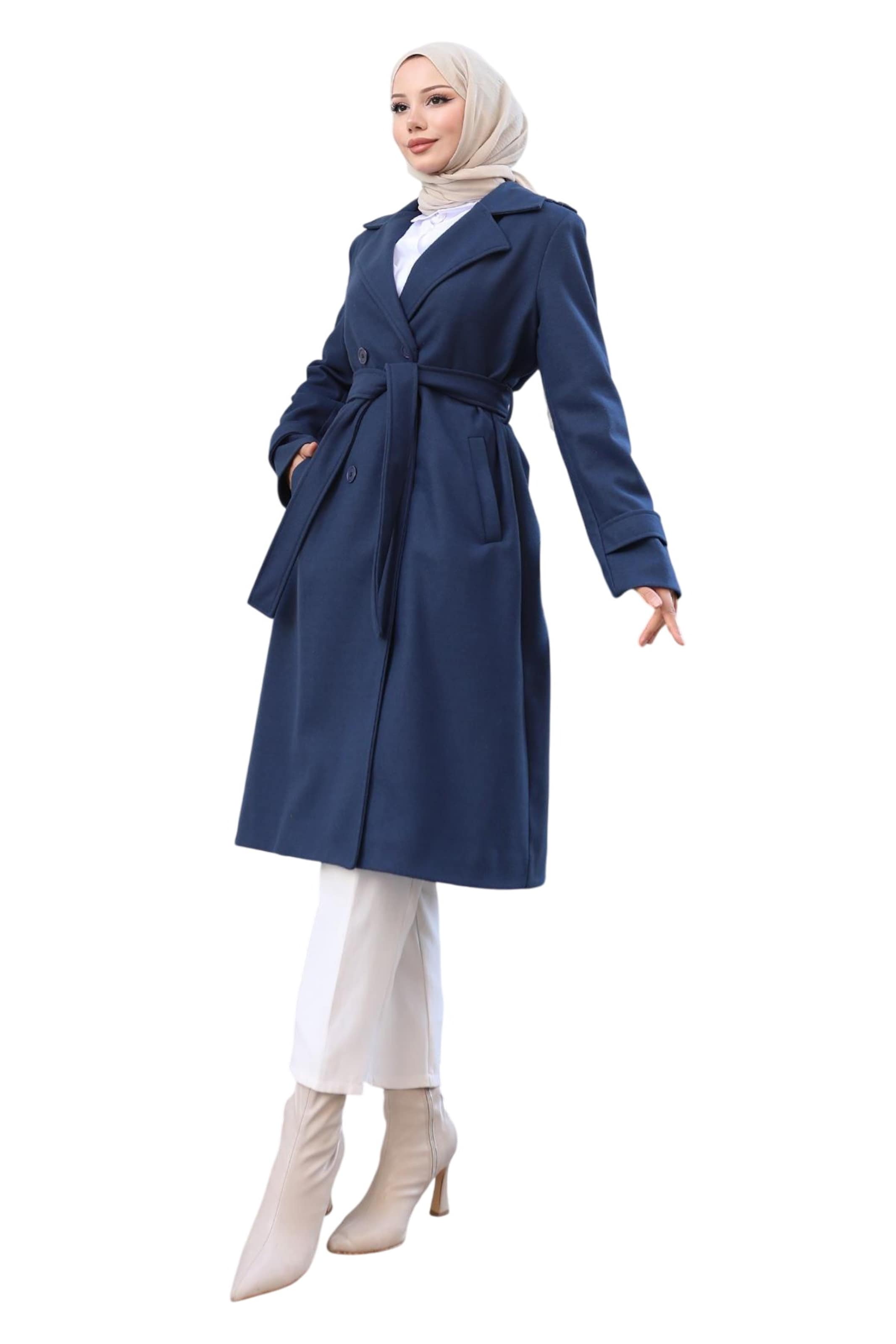 MODAMIHRAM Between-Seasons Coat in Blue: front