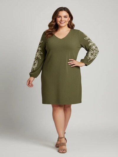 Shape Of You Robe en 40 en crème / olive, Vue avec produit