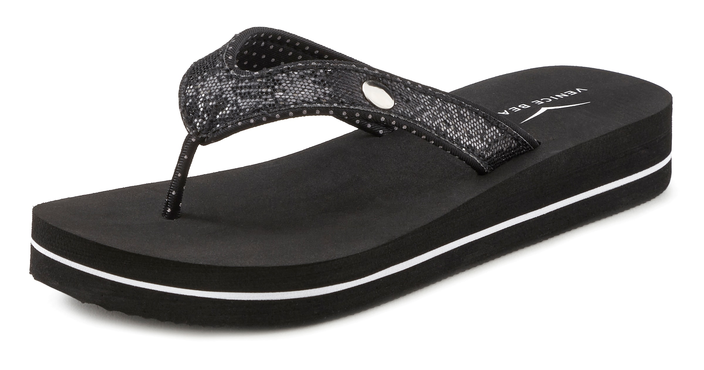 VENICE BEACH T-bar sandals in Black: front