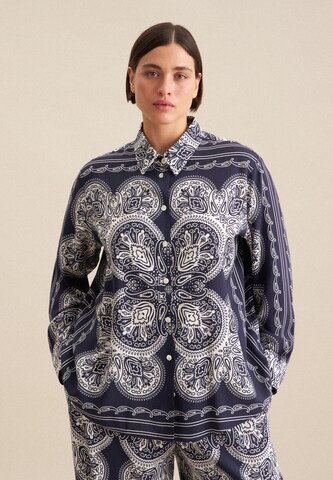 SEIDENSTICKER Blouse 'Schwarze Rose' in Blauw: voorkant