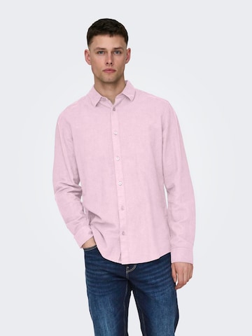 Only & Sons Kitsas lõige Triiksärk 'CAIDEN', värv roosa: eest vaates