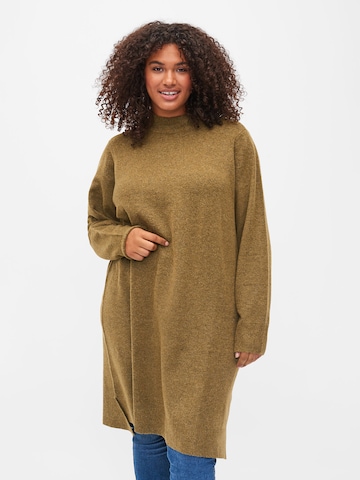 Zizzi Knitted dress 'CASUNNY' in Green: front