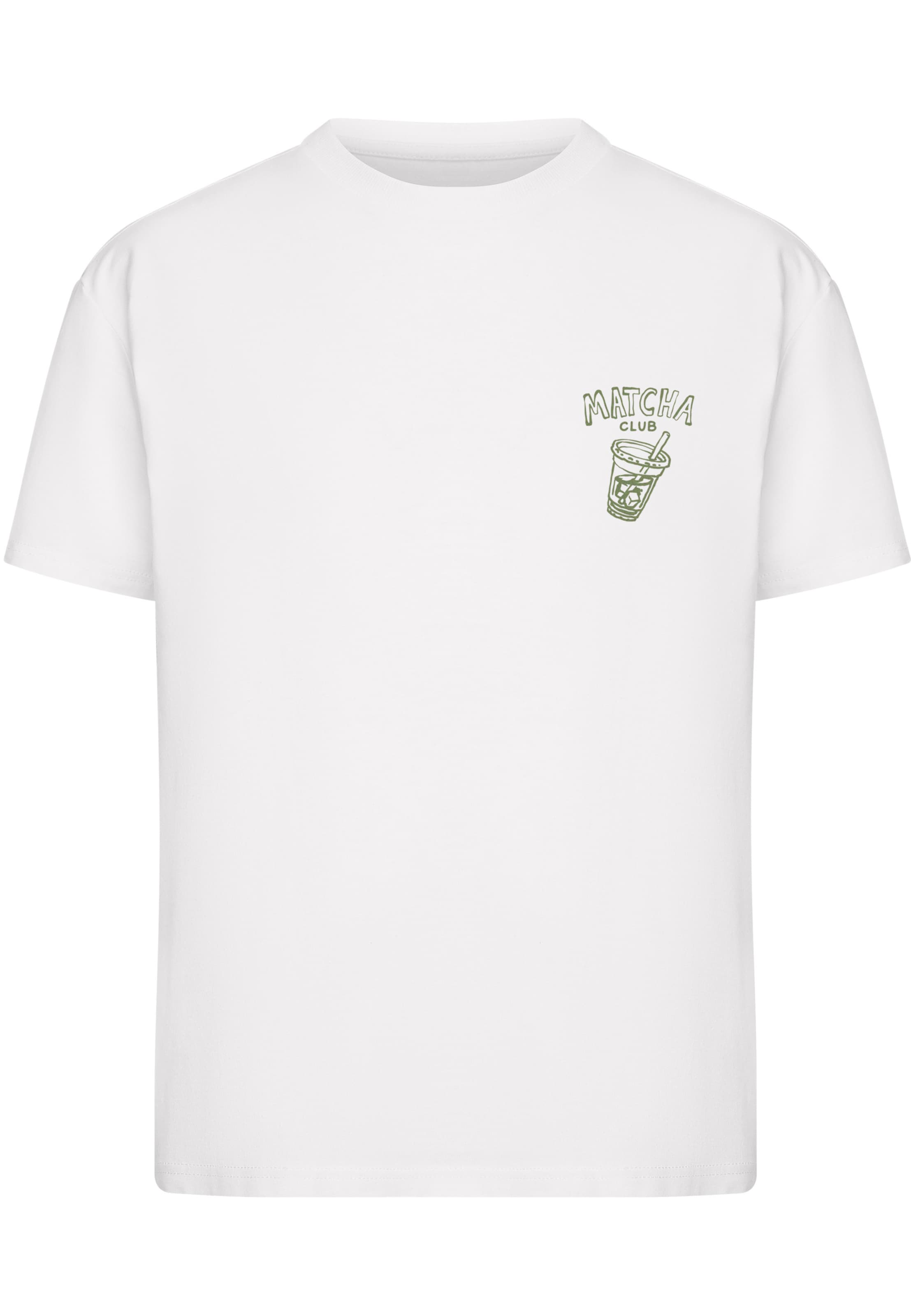 Miss Tee T-shirt 'Matcha Club Good Mood' i vit: framsida