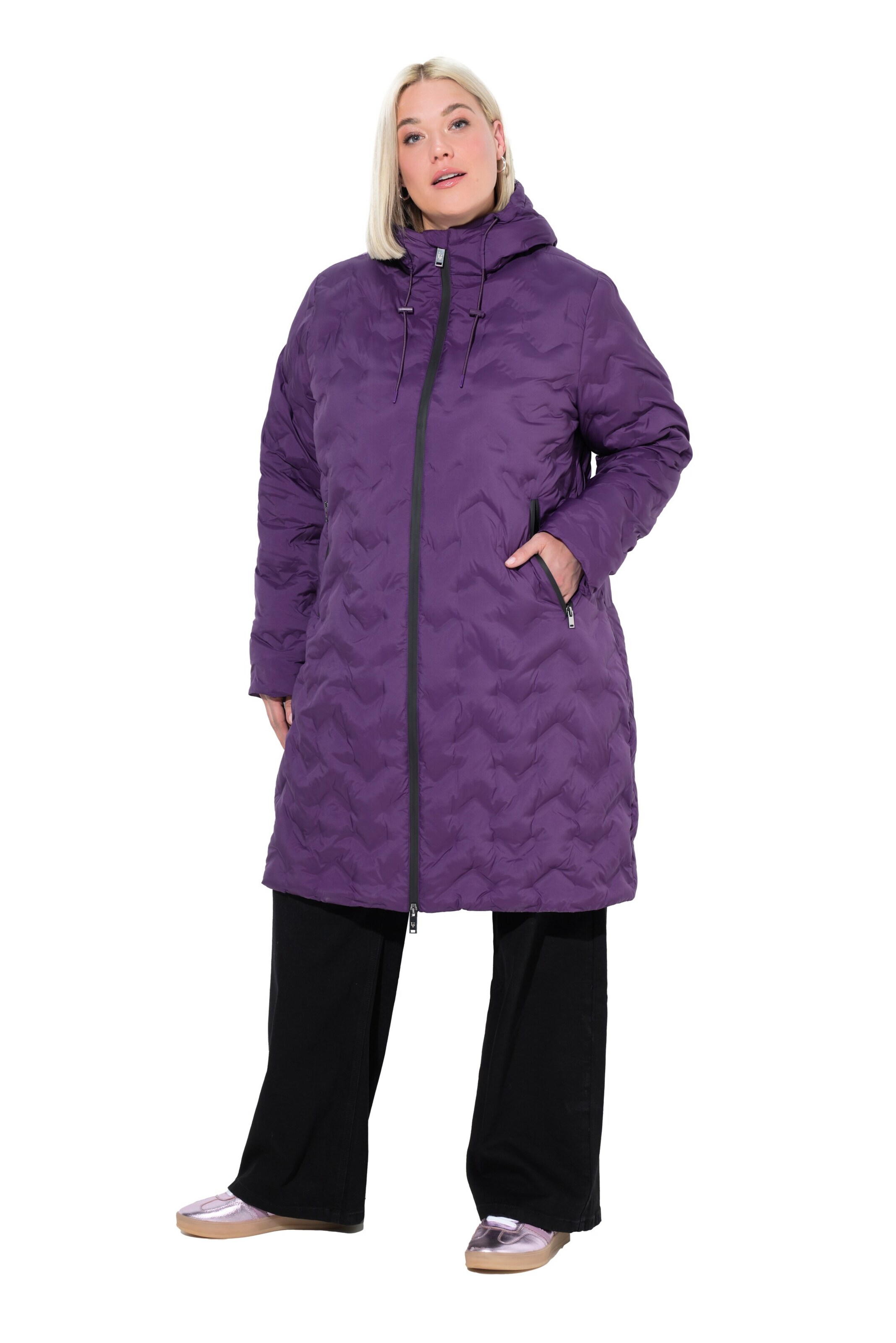Ulla Popken Winter Coat in Purple: front