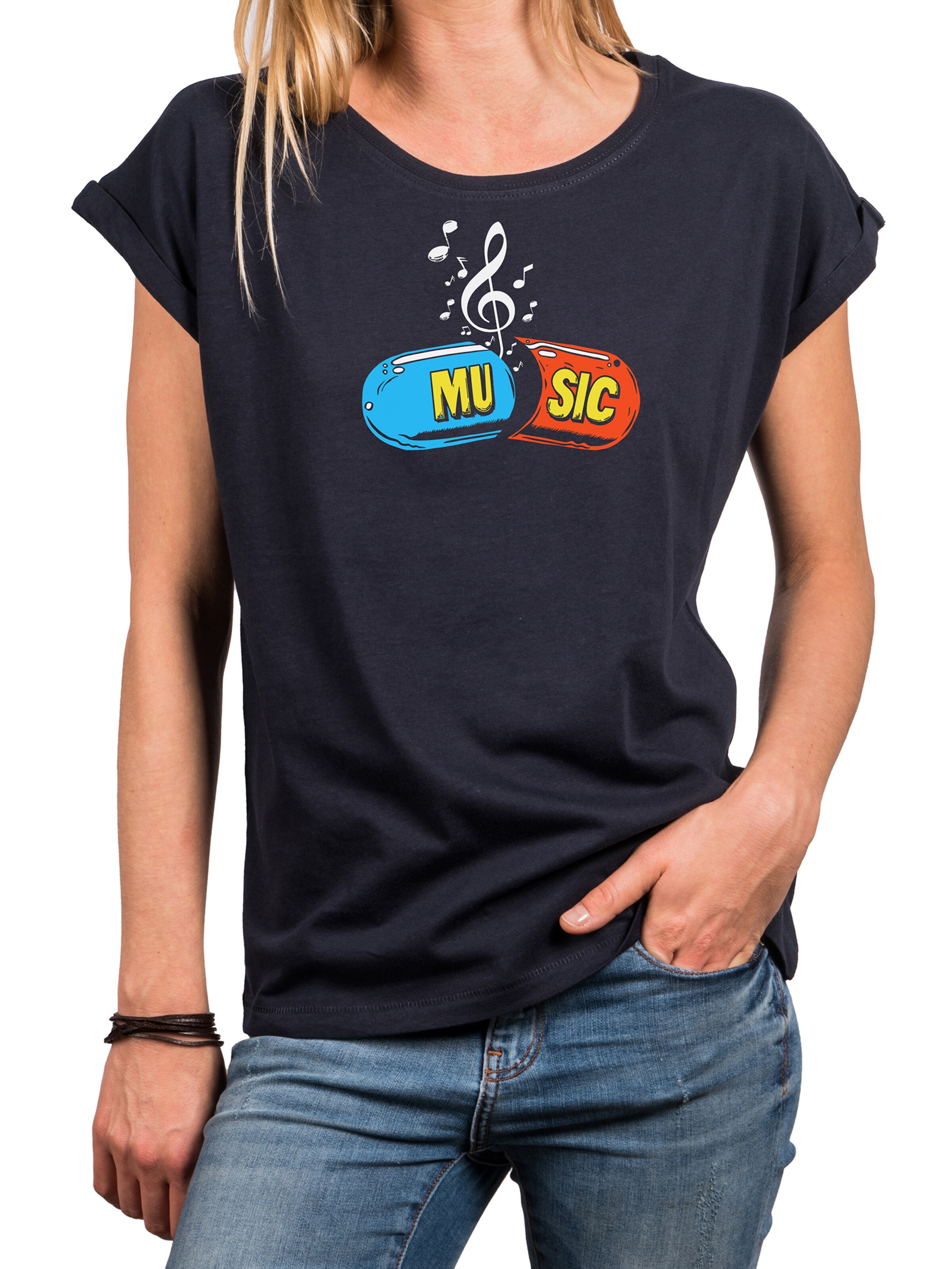 MAKAYA Shirt 'Music Pill' in Blue
