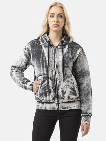 CIPO & BAXX Sweatjacke 'WL379', Tie-Dye-Muster, mit Kapuze, Streetwear, Rückenprint in Grau: Vorderseite