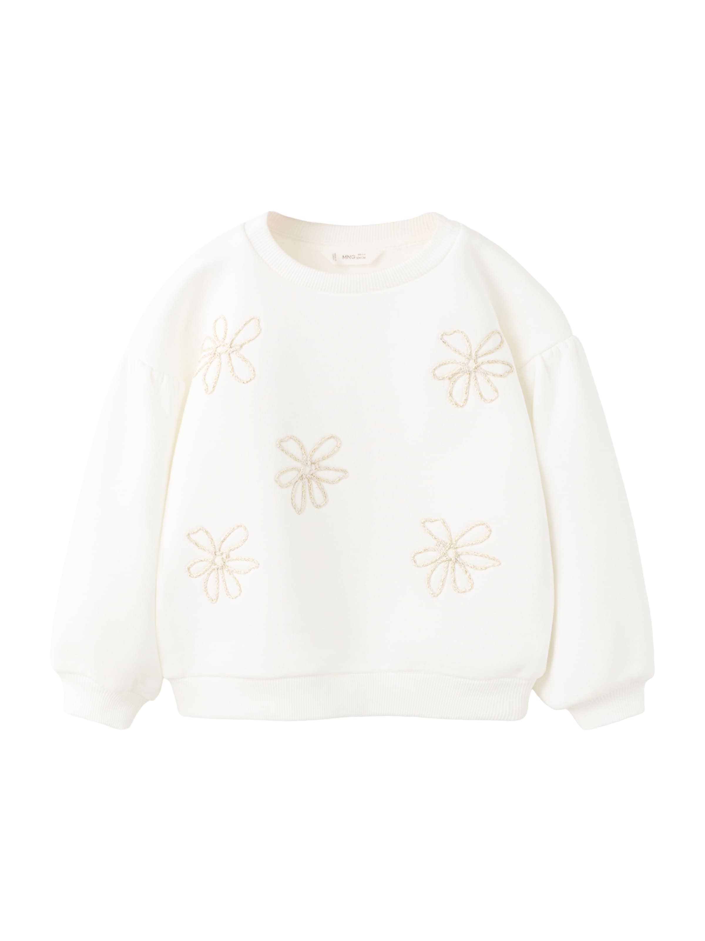 Sweat-shirt 'FLOR' MANGO KIDS en blanc : devant
