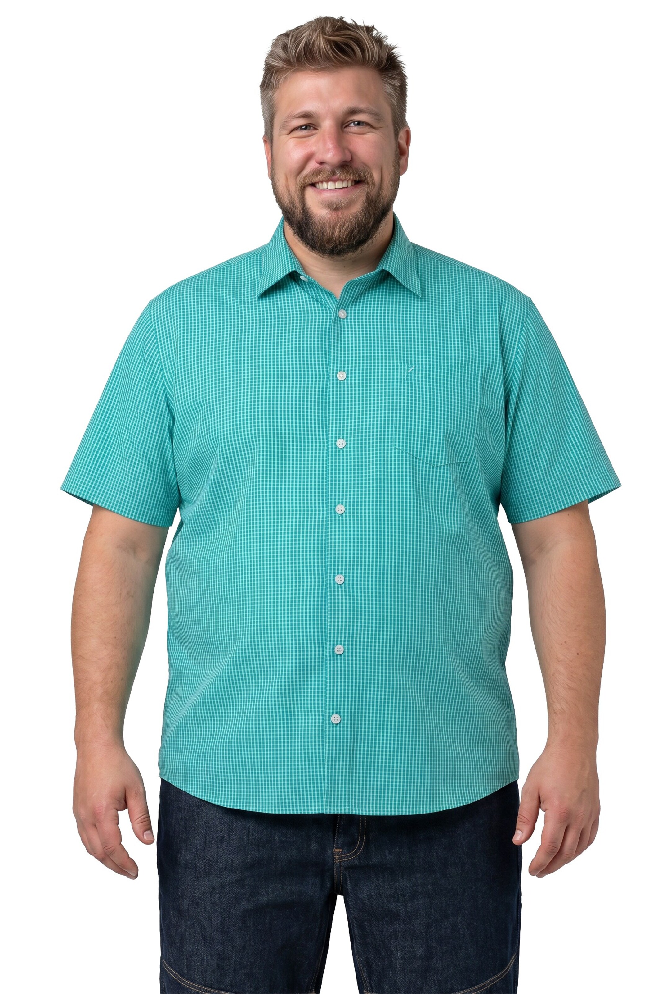 Men Plus Comfort Fit Hemd in Grün: Vorderseite