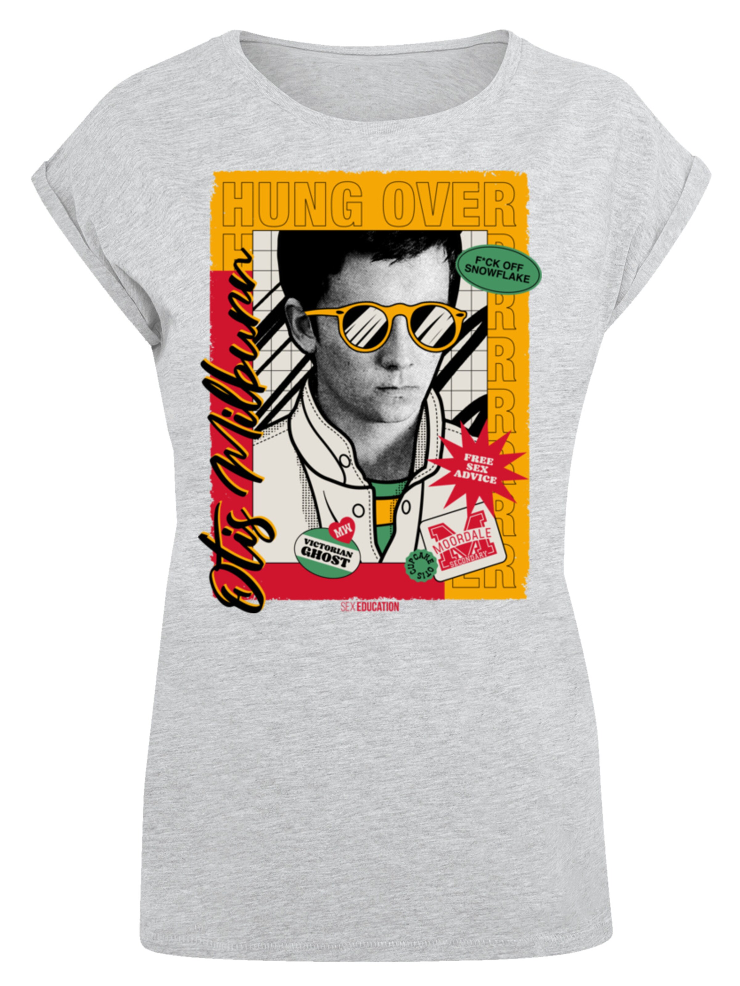 F4NT4STIC T-Shirt 'Sex Education Otis Hung Over Collage Netflix TV Series' in Grau: Vorderseite