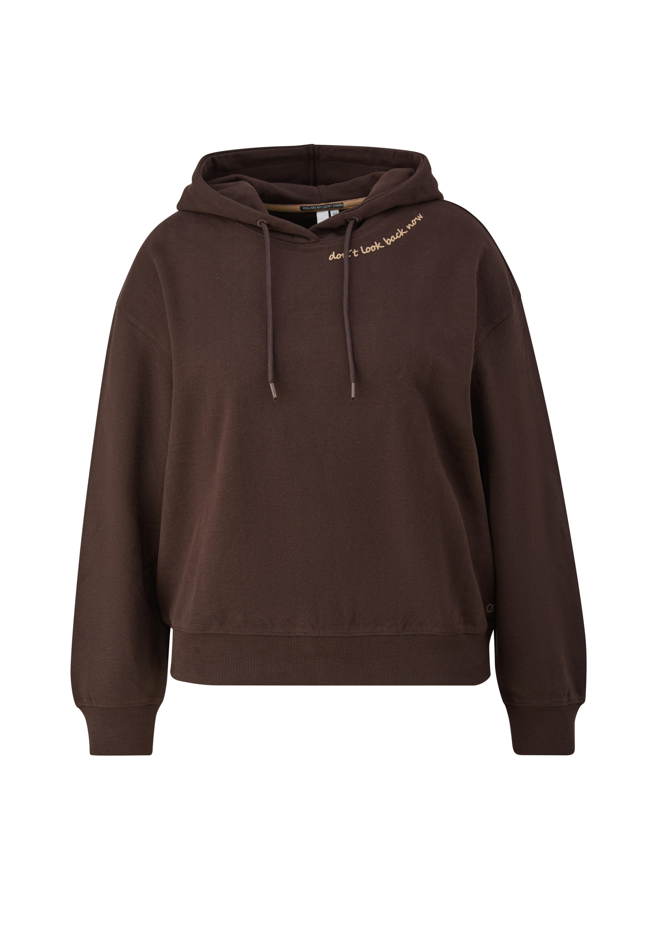Sweat-shirt QS en marron : devant