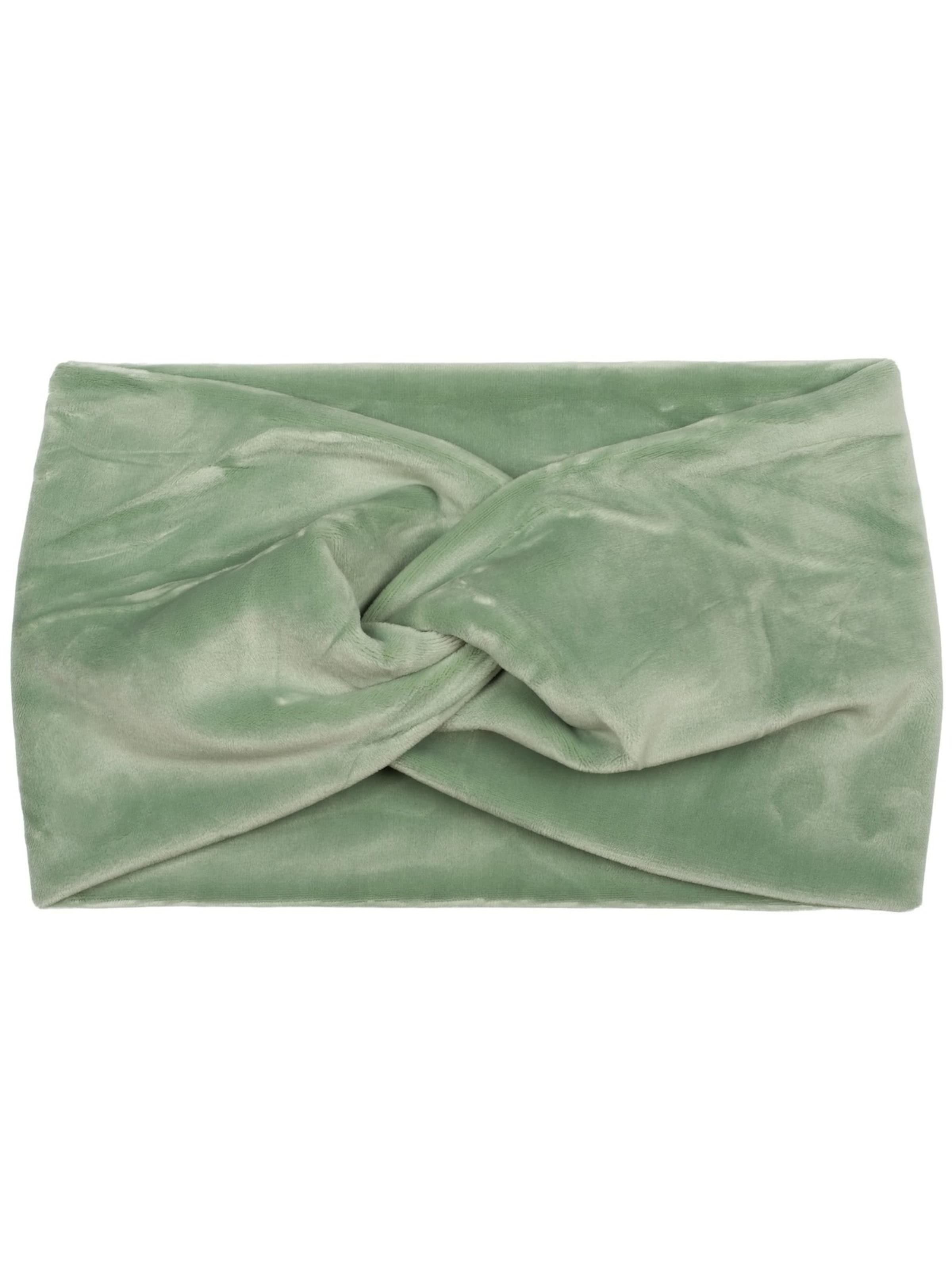 styleBREAKER Hair Jewelry 'Samt Stirnband mit Twist Knoten' in Green: front