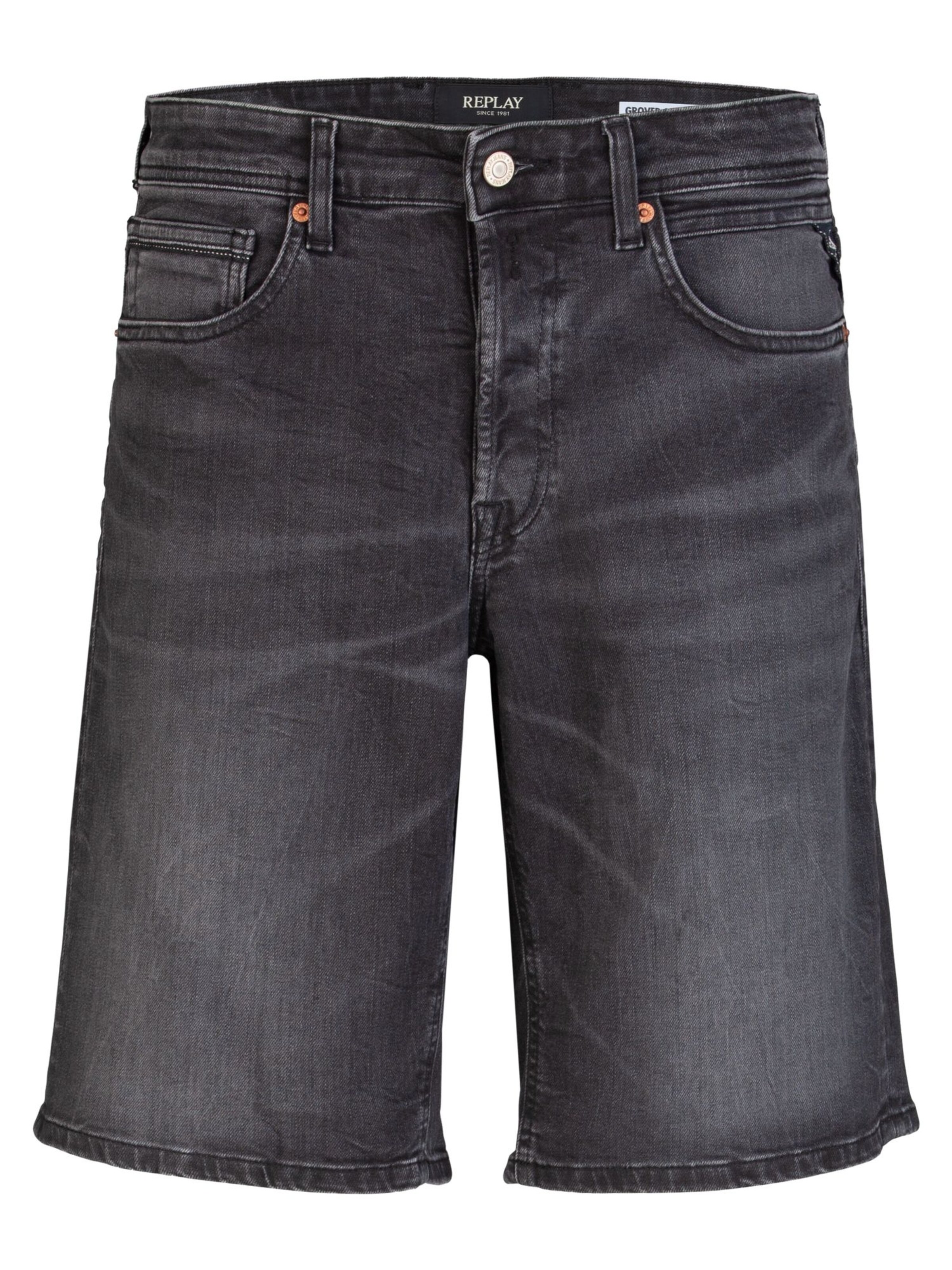 REPLAY Shorts 'Grover' in black denim, Produktansicht