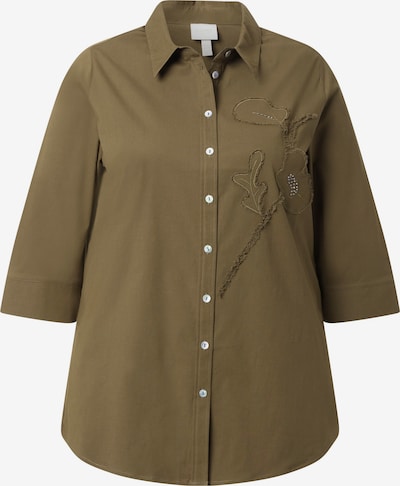 Ulla Popken Bluse in oliv / weiß, Produktansicht