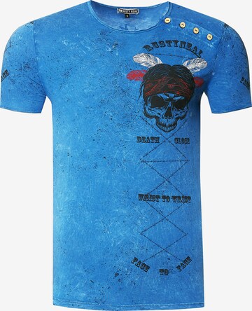 Rusty Neal T-Shirt mit verwaschenem Print in Blau: predná strana
