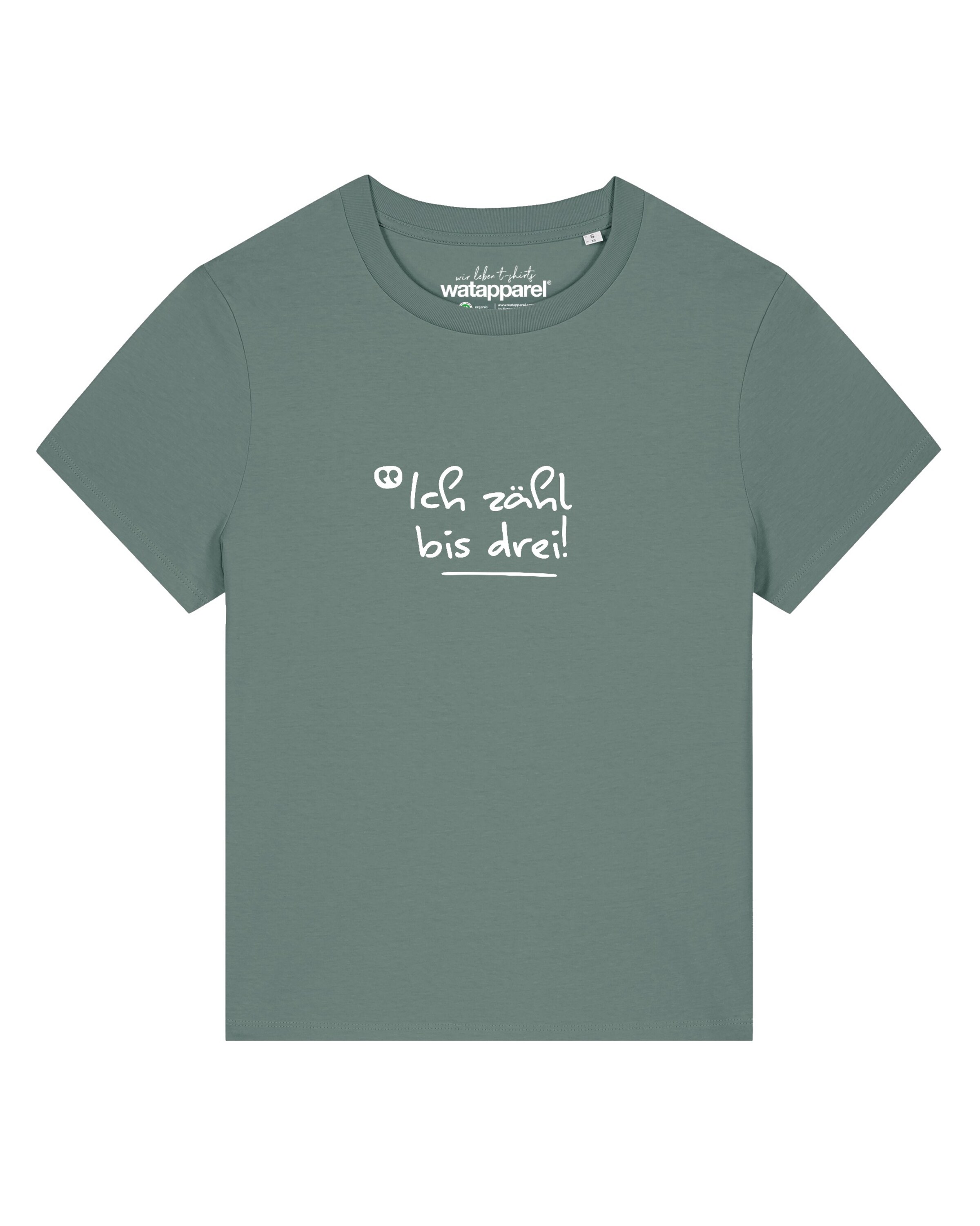 Maglietta 'Ich Zähl Bis Drei' di Watapparel in verde: frontale