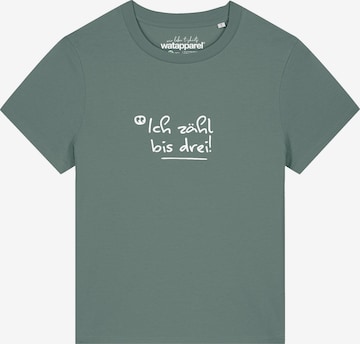 Maglietta 'Ich Zähl Bis Drei' di Watapparel in verde: frontale