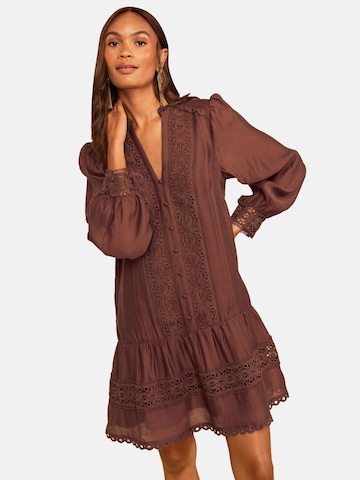 love & roses - Vestido en marrón: frente