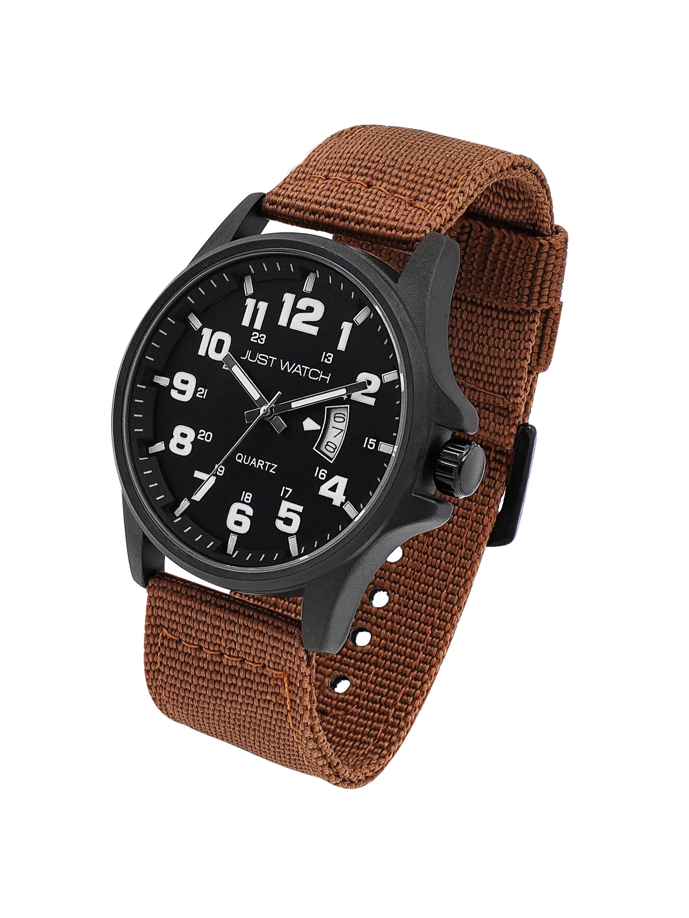 Just Watch Analog Watch 'Caius, Datumsanzeige' in Brown: front