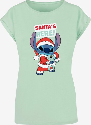 ABSOLUTE CULT Shirt 'Lilo And Stitch - Santa Is Here' in Groen: voorkant