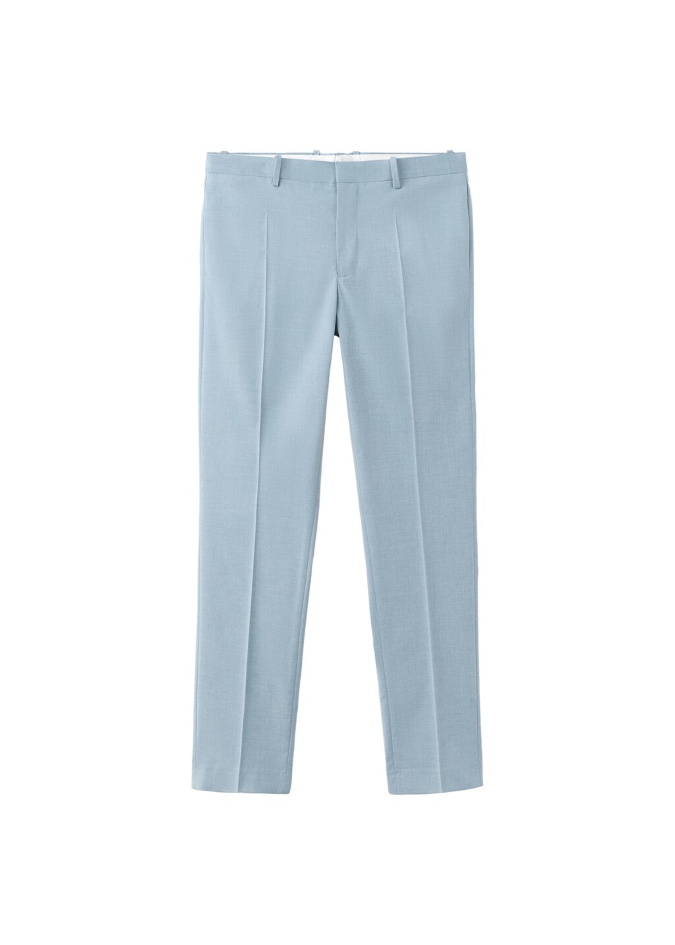 MANGO MAN Regular Pleat-Front Pants 'Paris' in Blue: front